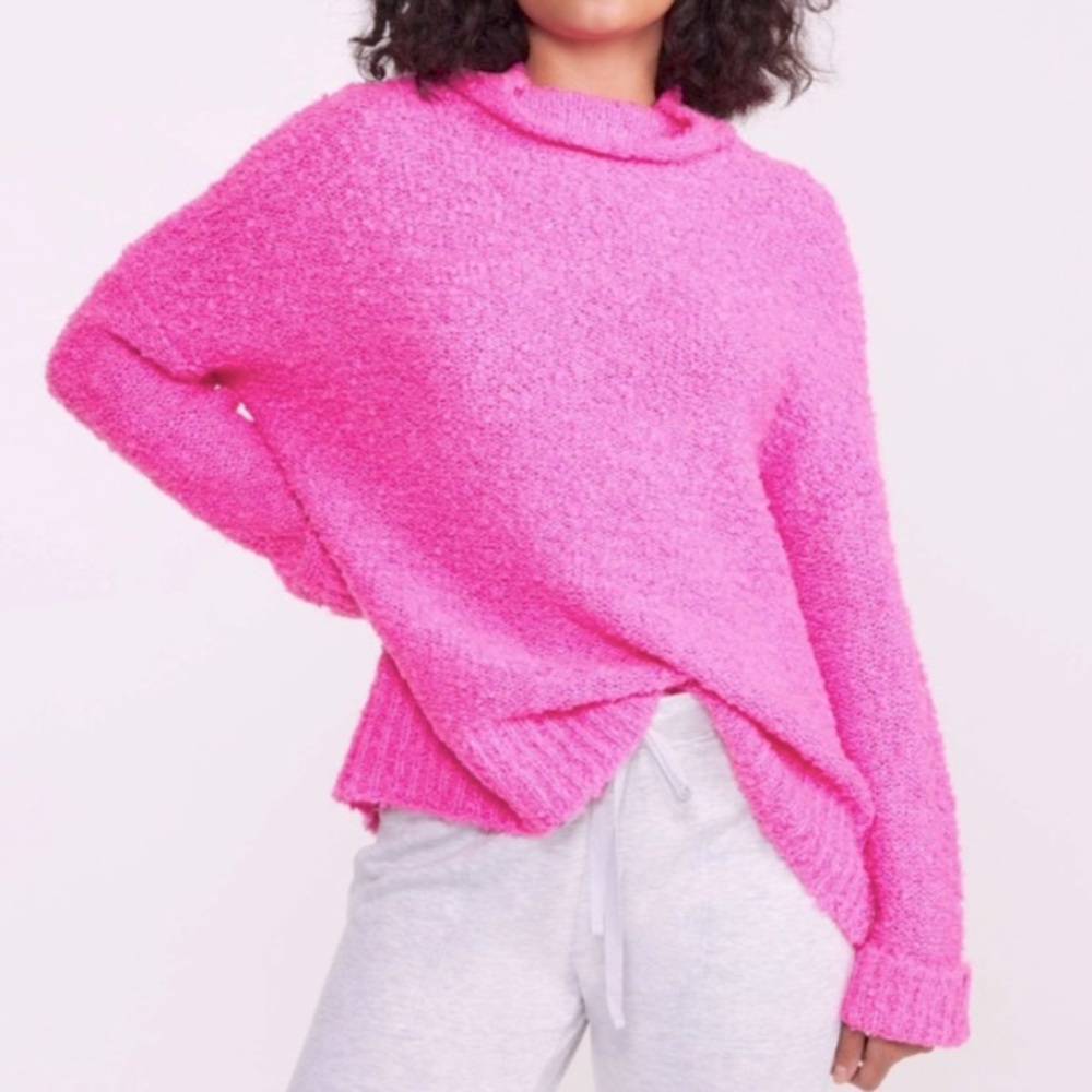 Hot Pink Cowl Neck Sweater